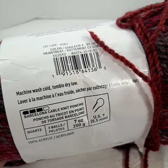 Loops & Threads Barcelona Yarn Heartbeat BT-08 Pink red Maroon bulky variegated - Picture 4 of 6